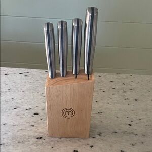 Stainless Steel Knife Set with Wooden Block
